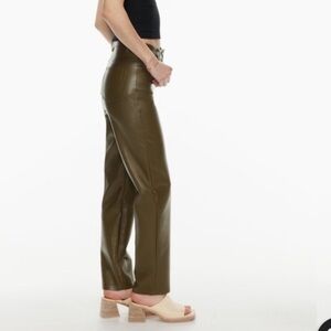 Wilfred The Melina Olive Green Women's vegan leather pants 12